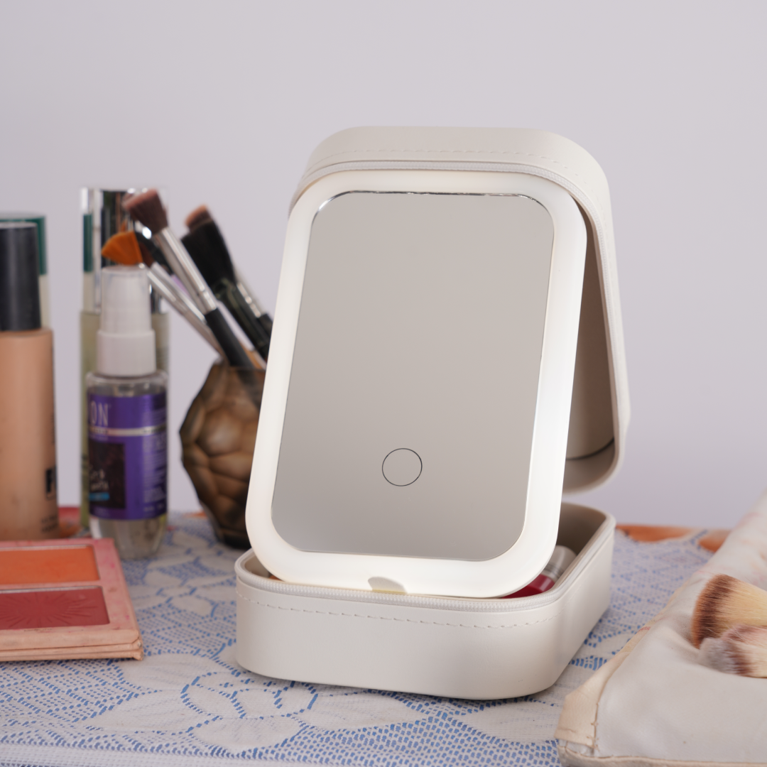 Compact Makeup Vanity With LED Mirror - Carry in Style