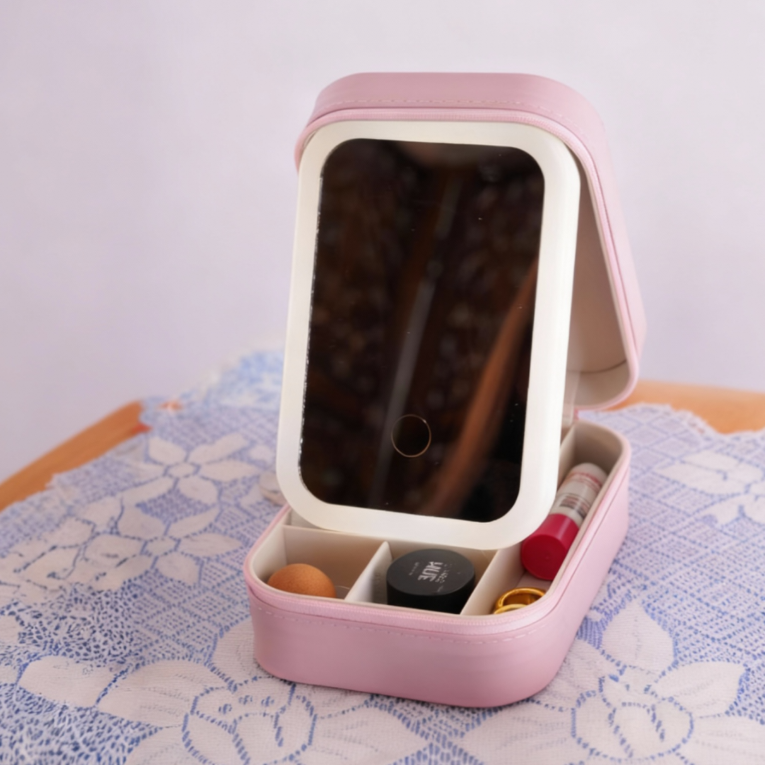 Compact Makeup Vanity With LED Mirror - Carry in Style